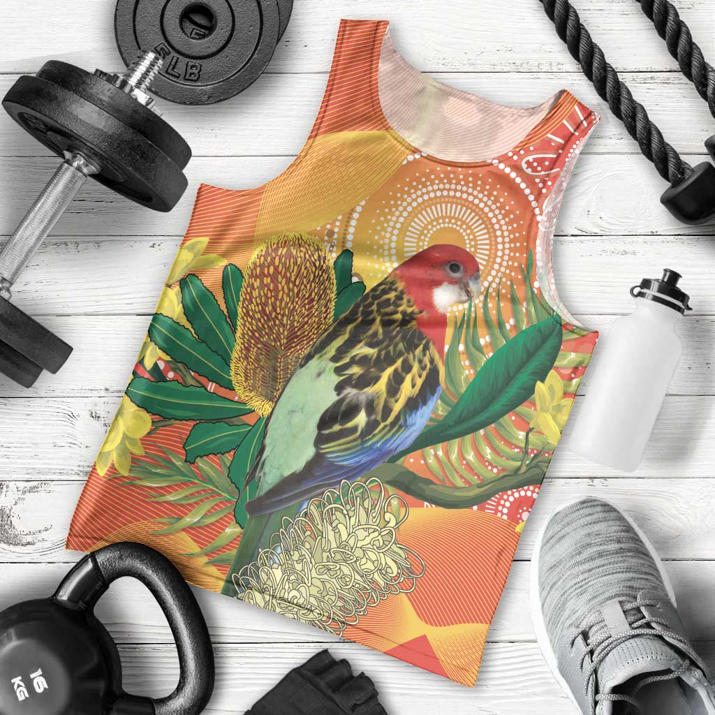 Eastern Rosella Australia Men Tank Top Banksia Aboriginal Art - Aussie Hoodie