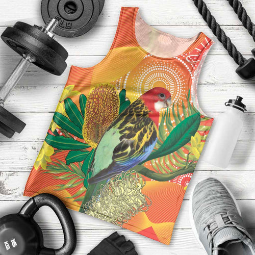 Eastern Rosella Australia Men Tank Top Banksia Aboriginal Art - Aussie Hoodie
