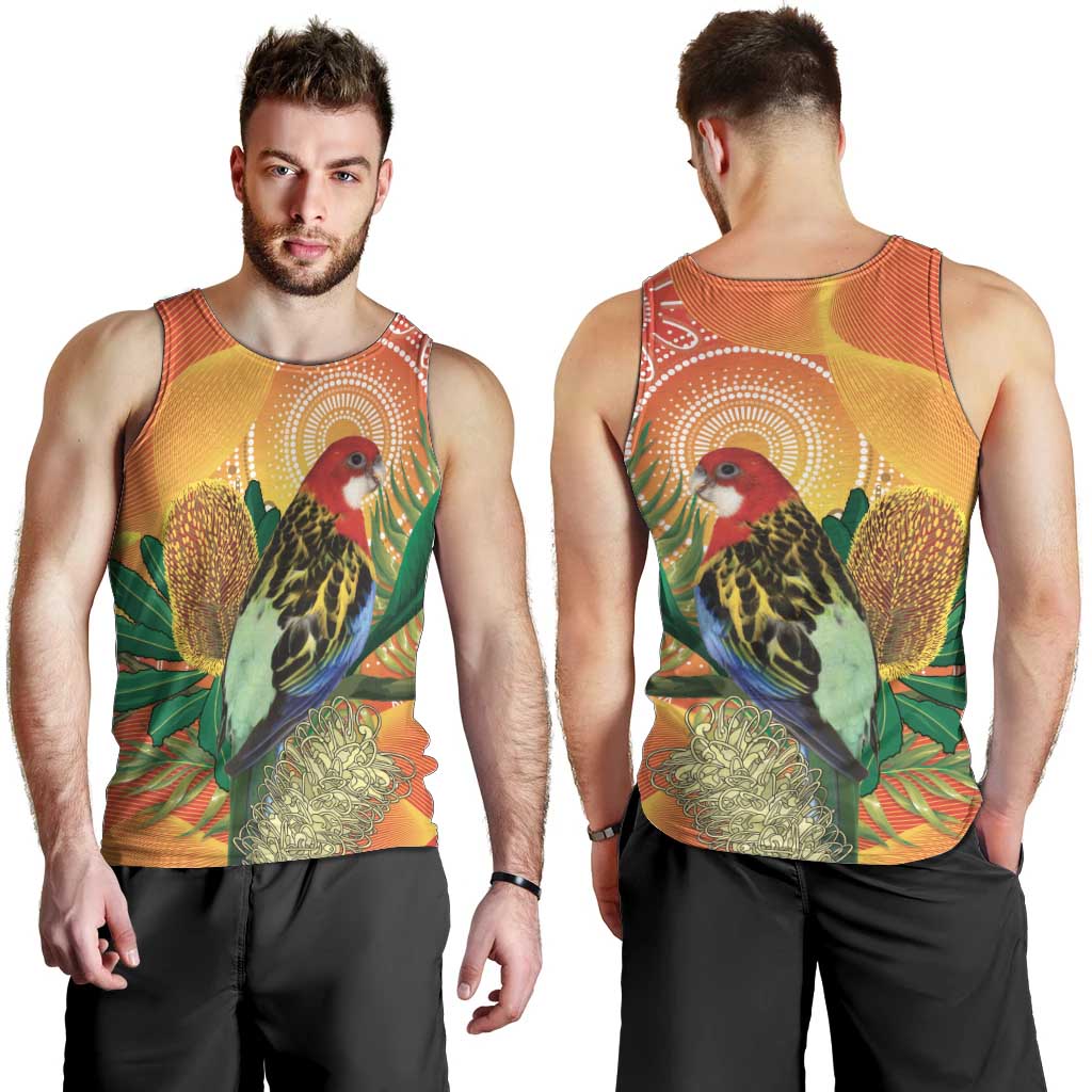 Eastern Rosella Australia Men Tank Top Banksia Aboriginal Art - Aussie Hoodie