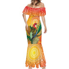 Eastern Rosella Australia Mermaid Dress Banksia Aboriginal Art - Aussie Hoodie