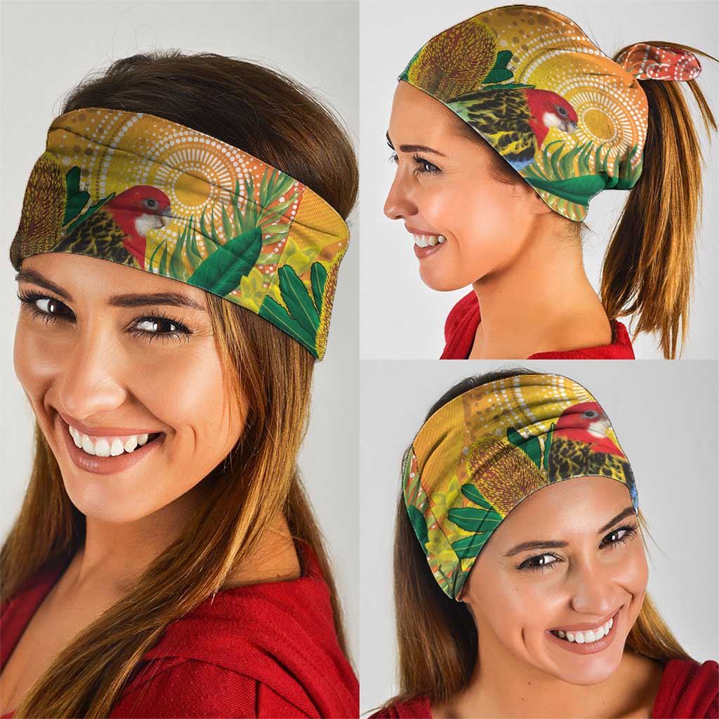 Eastern Rosella Australia Neck Gaiter Banksia Aboriginal Art - Aussie Hoodie