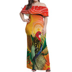 Eastern Rosella Australia Off Shoulder Maxi Dress Banksia Aboriginal Art - Aussie Hoodie