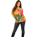 Eastern Rosella Australia Off Shoulder Sweater Banksia Aboriginal Art - Aussie Hoodie