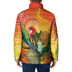 Eastern Rosella Australia Padded Jacket Banksia Aboriginal Art - Aussie Hoodie