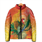 Eastern Rosella Australia Padded Jacket Banksia Aboriginal Art - Aussie Hoodie