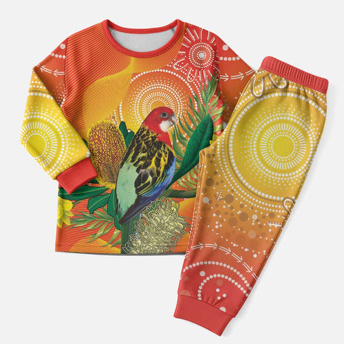 Eastern Rosella Australia Christmas Pajama Set Banksia Aboriginal Art - Aussie Hoodie