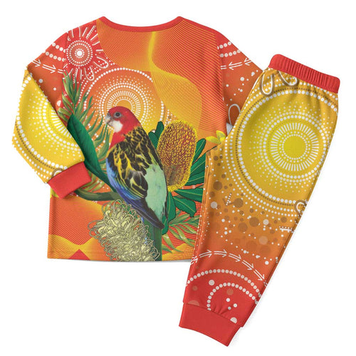 Eastern Rosella Australia Christmas Pajama Set Banksia Aboriginal Art - Aussie Hoodie
