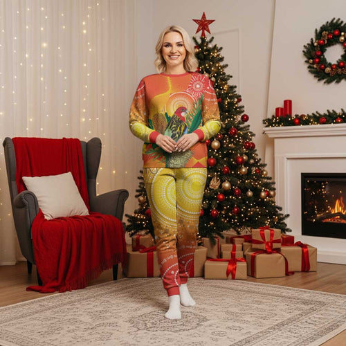 Eastern Rosella Australia Christmas Pajama Set Banksia Aboriginal Art - Aussie Hoodie