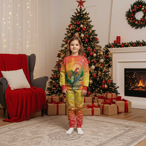 Eastern Rosella Australia Christmas Pajama Set Banksia Aboriginal Art - Aussie Hoodie