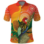 Eastern Rosella Australia Polo Shirt Banksia Aboriginal Art - Aussie Hoodie