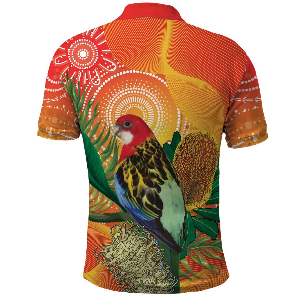 Eastern Rosella Australia Polo Shirt Banksia Aboriginal Art - Aussie Hoodie
