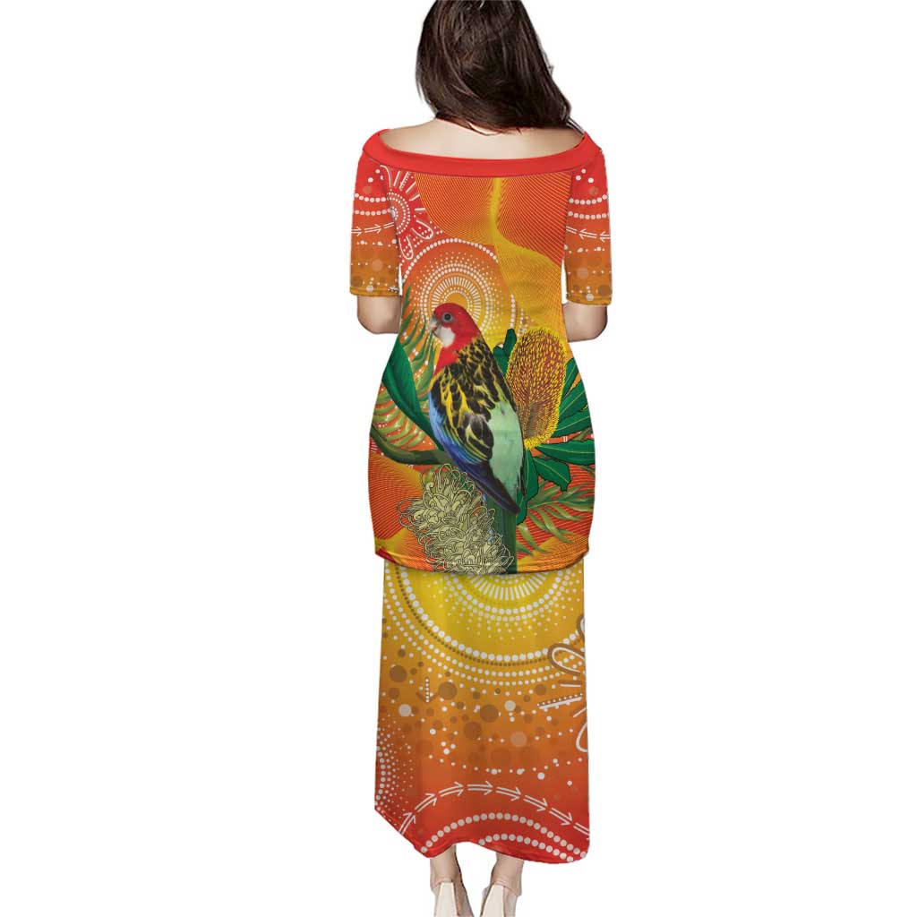 Eastern Rosella Australia Puletasi Banksia Aboriginal Art - Aussie Hoodie
