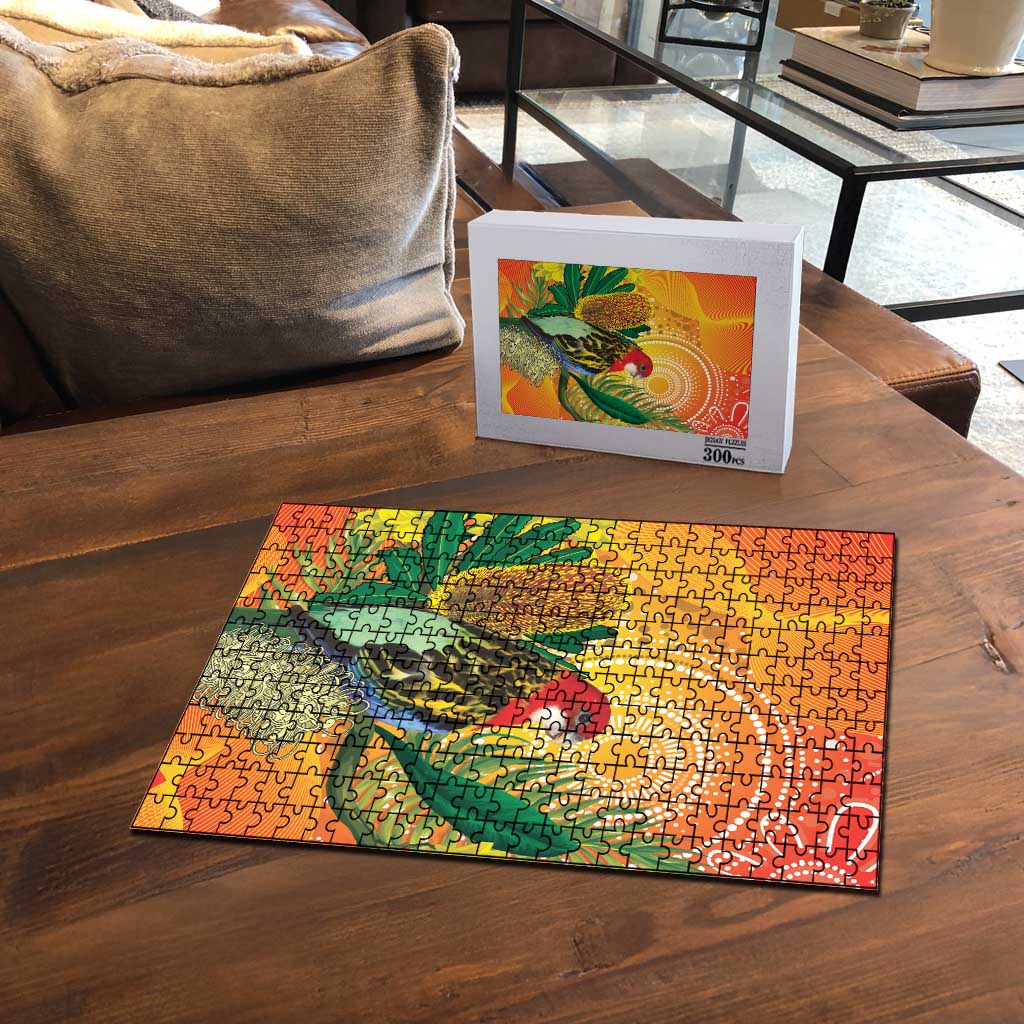 Eastern Rosella Australia Puzzle Banksia Aboriginal Art - Aussie Hoodie