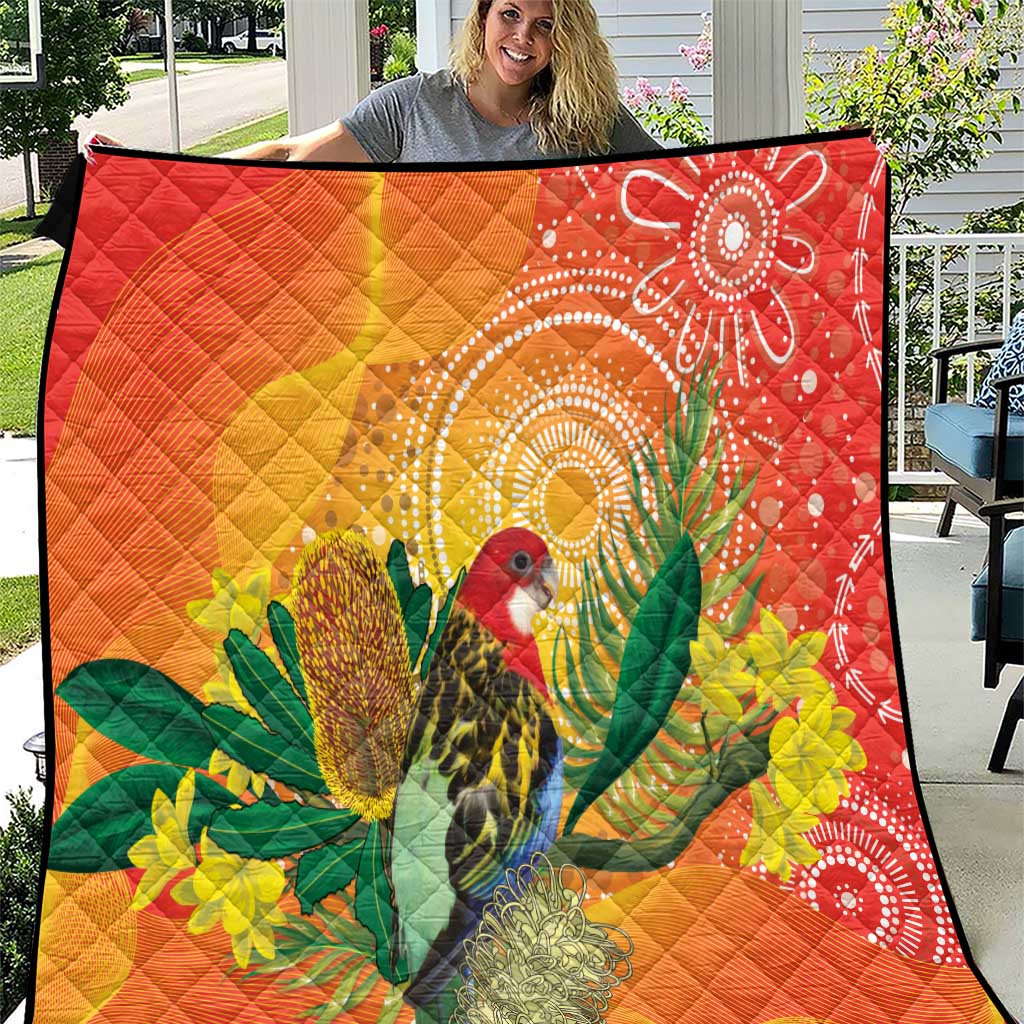 Eastern Rosella Australia Quilt Banksia Aboriginal Art - Aussie Hoodie