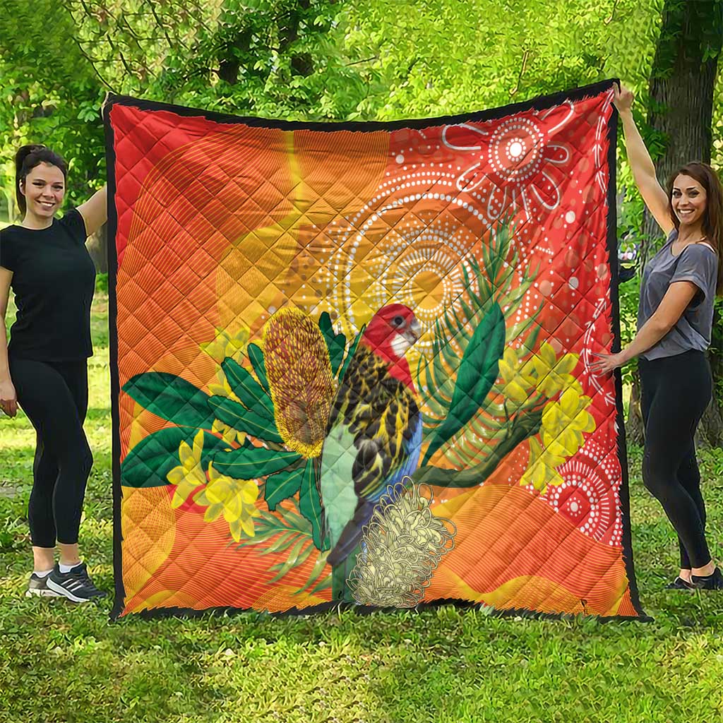 Eastern Rosella Australia Quilt Banksia Aboriginal Art - Aussie Hoodie