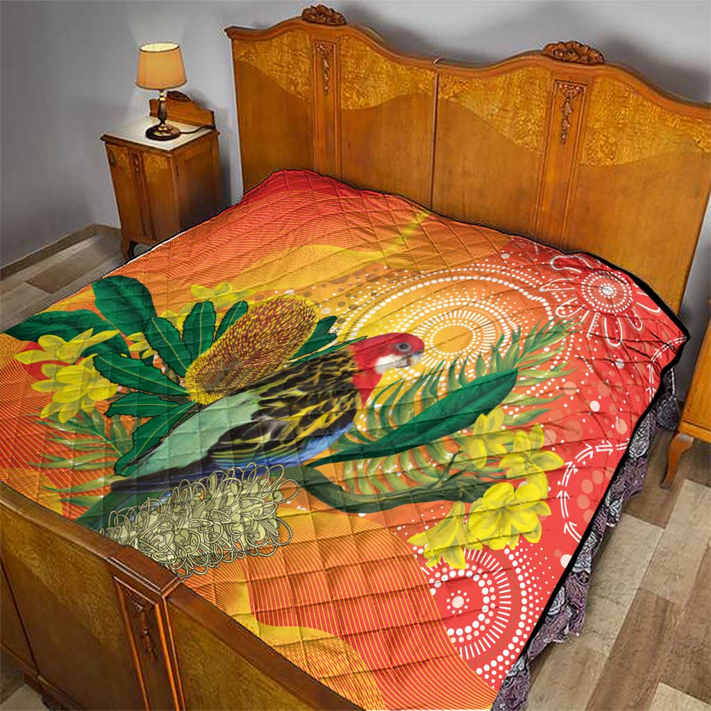Eastern Rosella Australia Quilt Banksia Aboriginal Art - Aussie Hoodie