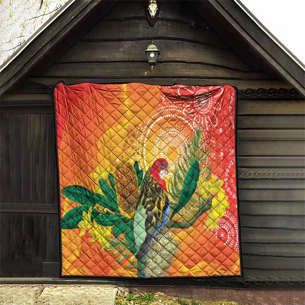 Eastern Rosella Australia Quilt Banksia Aboriginal Art - Aussie Hoodie