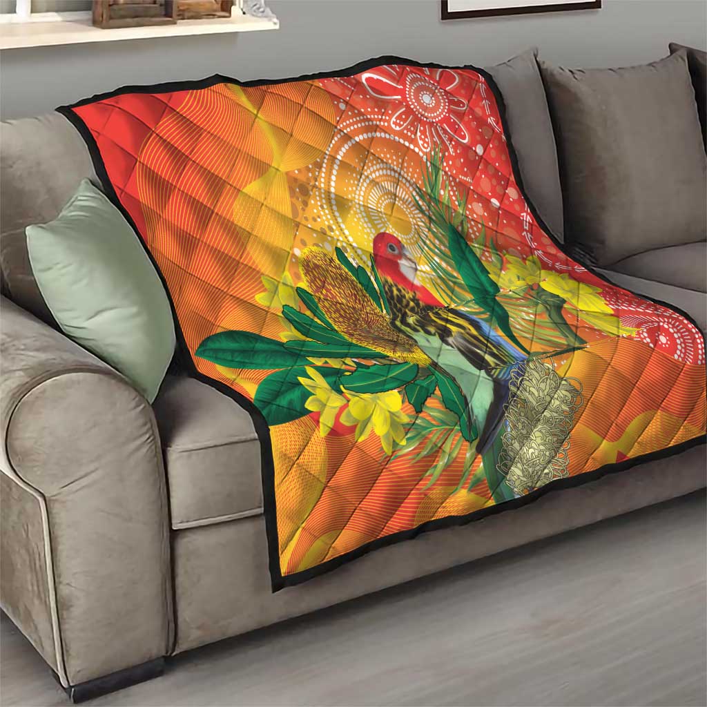 Eastern Rosella Australia Quilt Banksia Aboriginal Art - Aussie Hoodie