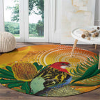 Eastern Rosella Australia Round Carpet Banksia Aboriginal Art - Aussie Hoodie