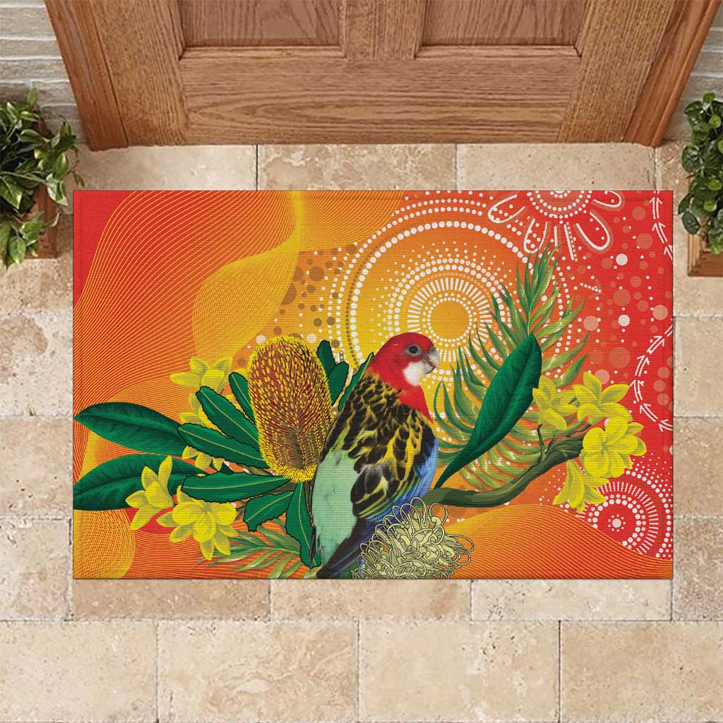 Eastern Rosella Australia Rubber Doormat Banksia Aboriginal Art - Aussie Hoodie