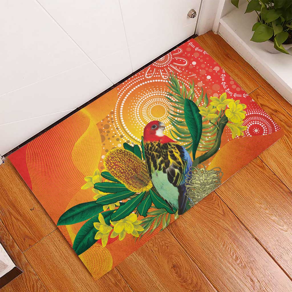 Eastern Rosella Australia Rubber Doormat Banksia Aboriginal Art - Aussie Hoodie