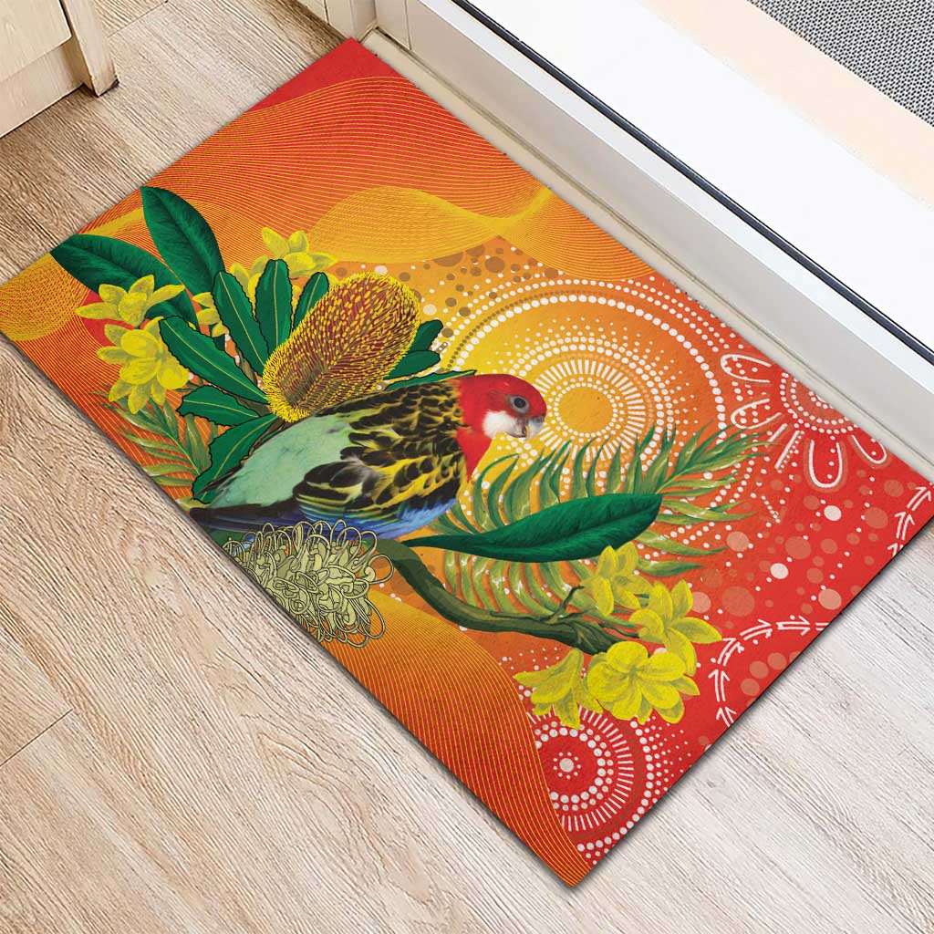 Eastern Rosella Australia Rubber Doormat Banksia Aboriginal Art - Aussie Hoodie
