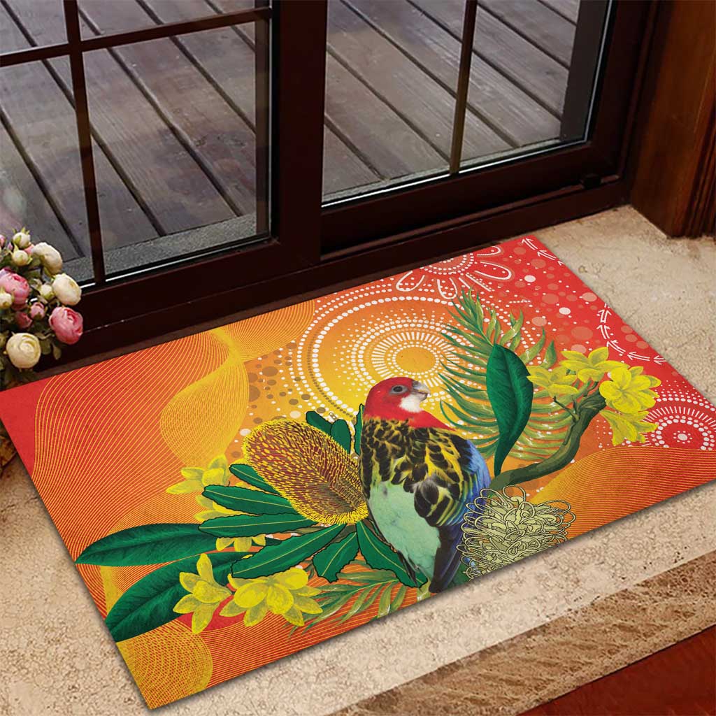 Eastern Rosella Australia Rubber Doormat Banksia Aboriginal Art - Aussie Hoodie