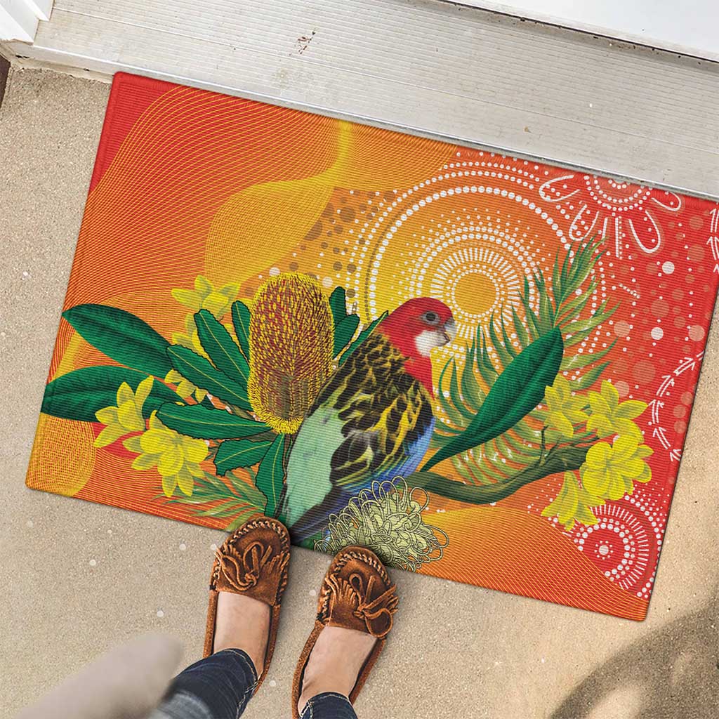 Eastern Rosella Australia Rubber Doormat Banksia Aboriginal Art - Aussie Hoodie