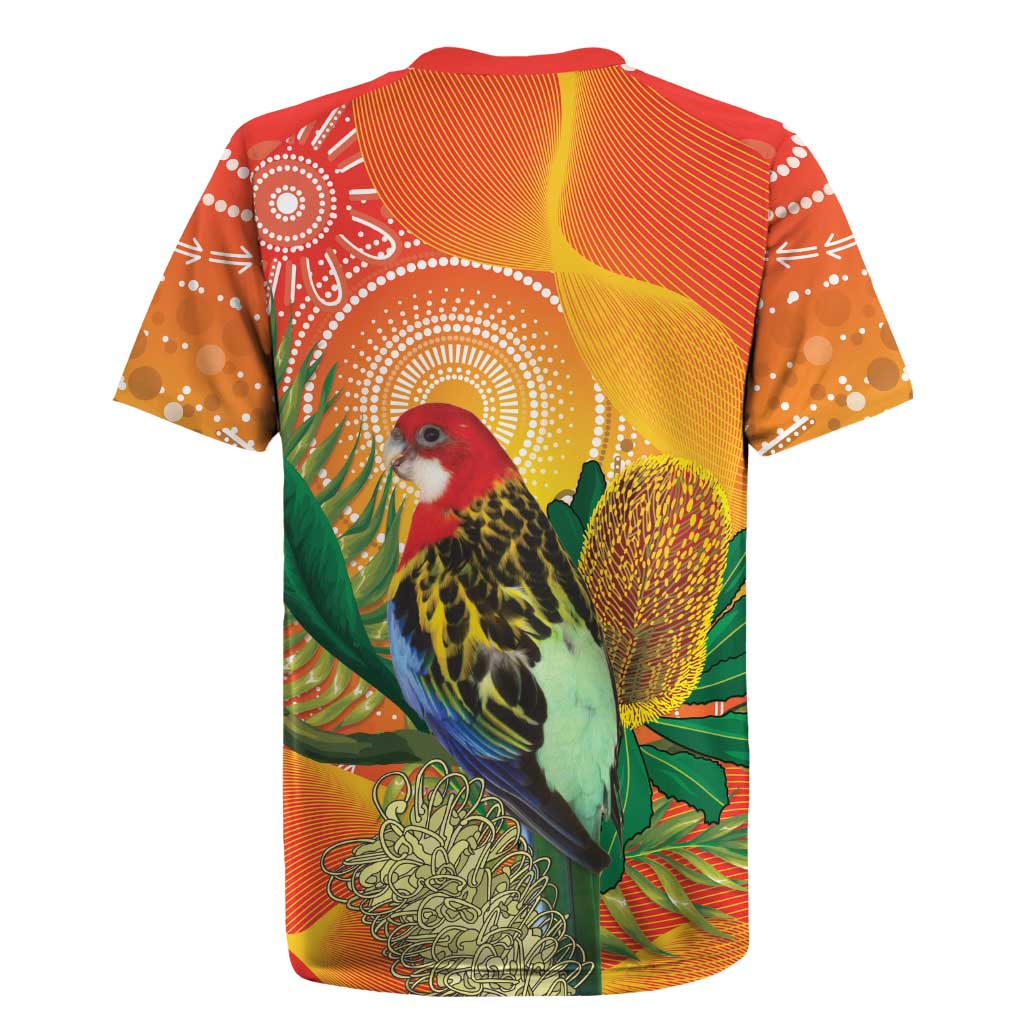 Eastern Rosella Australia Rugby Jersey Banksia Aboriginal Art - Aussie Hoodie