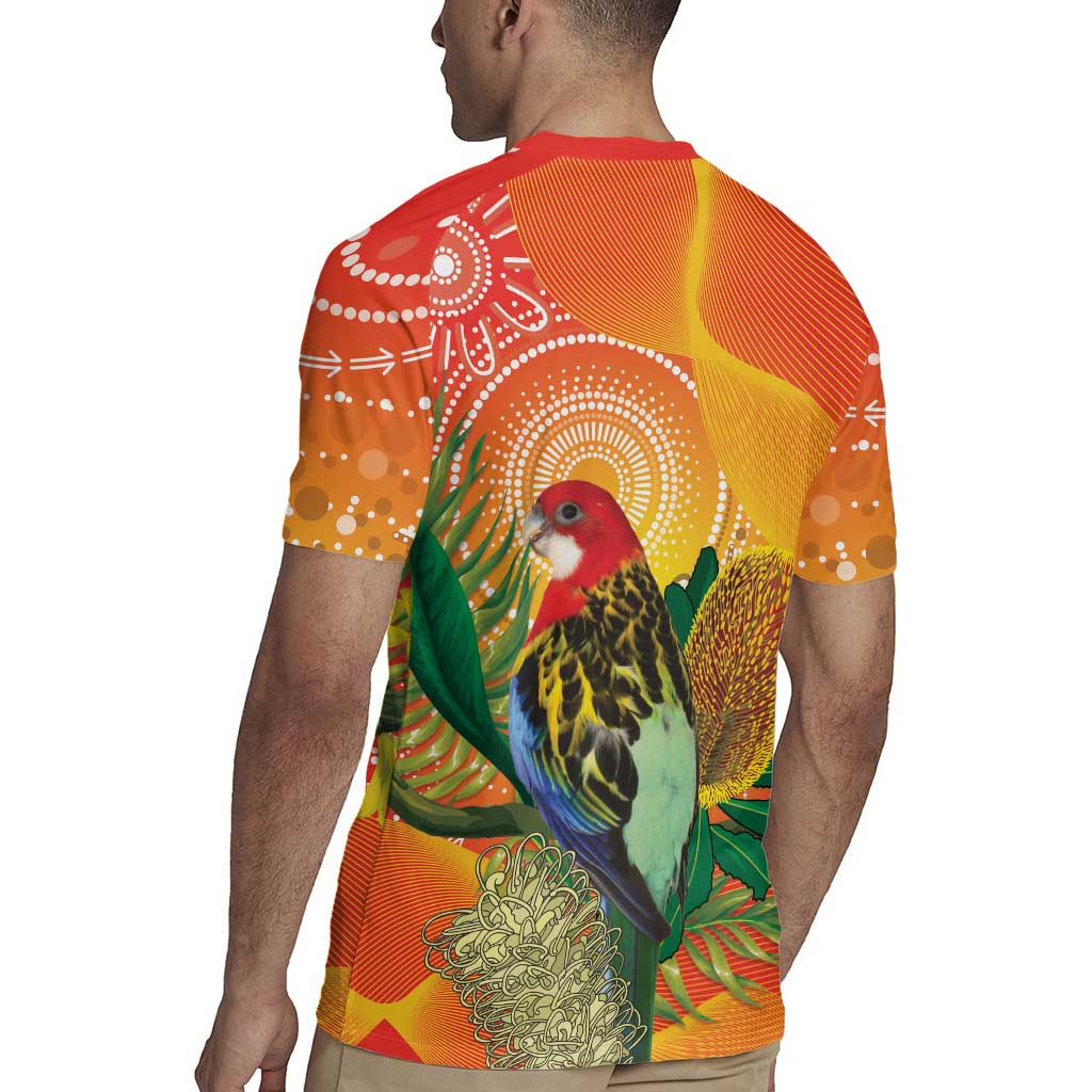 Eastern Rosella Australia Rugby Jersey Banksia Aboriginal Art - Aussie Hoodie
