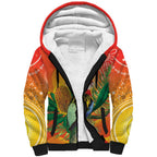 Eastern Rosella Australia Sherpa Hoodie Banksia Aboriginal Art - Aussie Hoodie