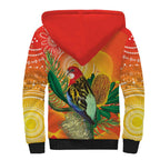 Eastern Rosella Australia Sherpa Hoodie Banksia Aboriginal Art - Aussie Hoodie