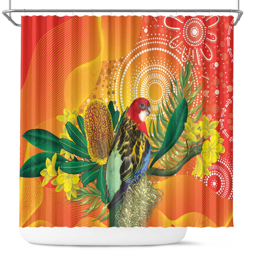 Eastern Rosella Australia Shower Curtain Banksia Aboriginal Art - Aussie Hoodie