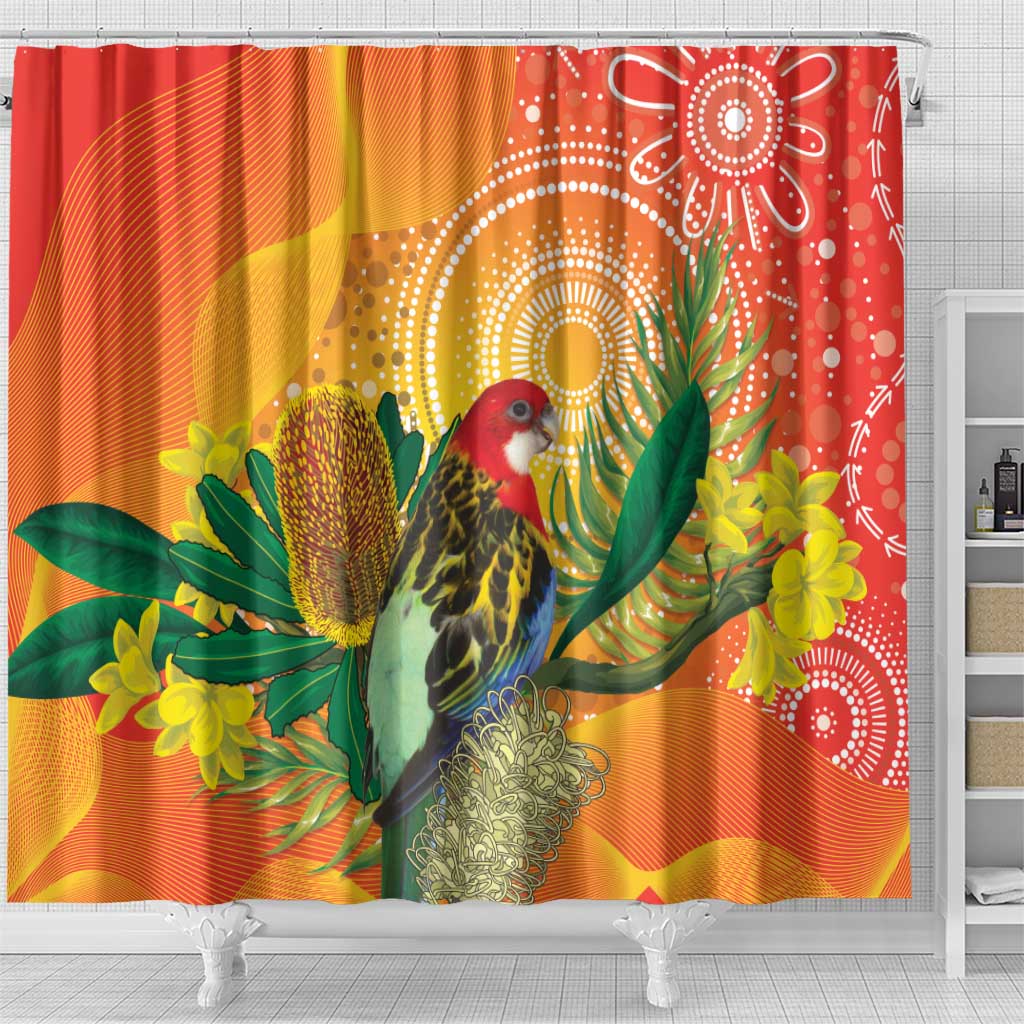Eastern Rosella Australia Shower Curtain Banksia Aboriginal Art - Aussie Hoodie