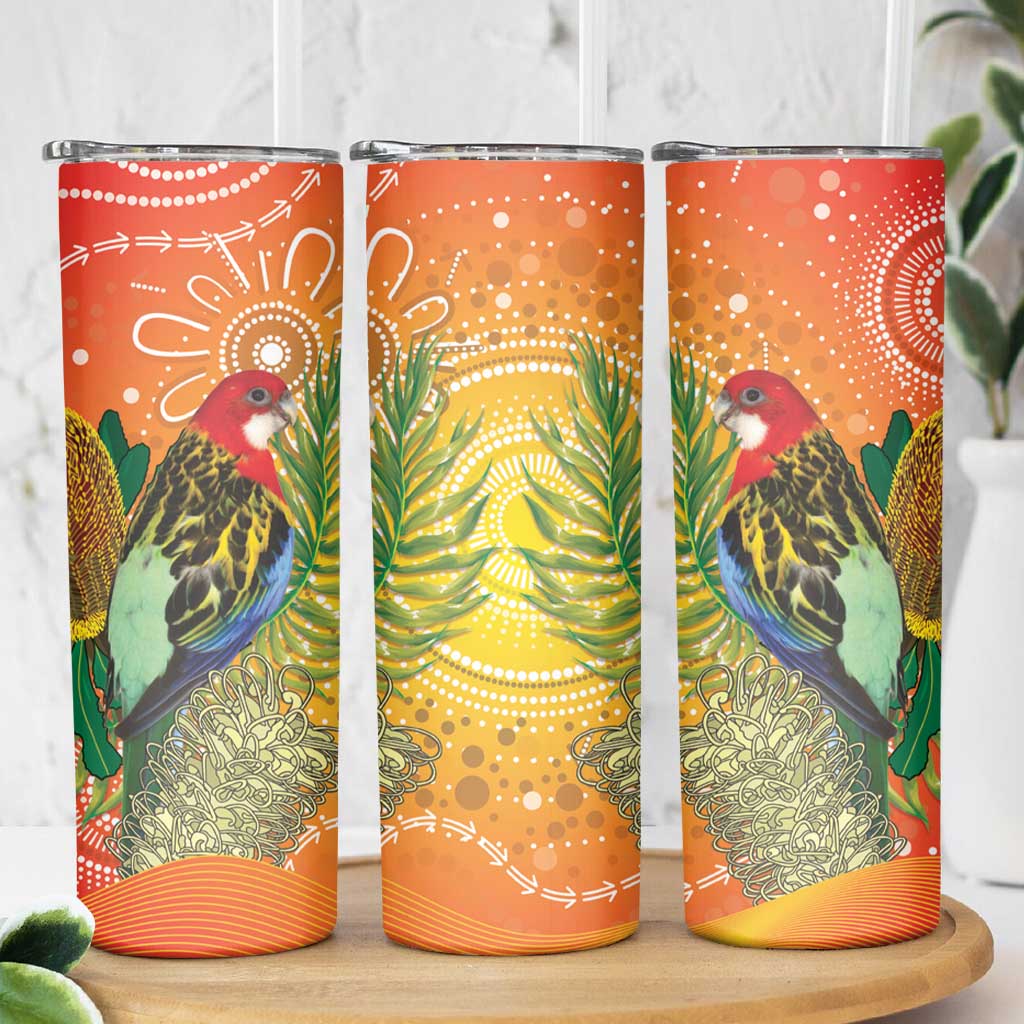 Eastern Rosella Australia Skinny Tumbler Banksia Aboriginal Art - Aussie Hoodie