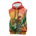 Eastern Rosella Australia Sleeveless Hoodie Banksia Aboriginal Art - Aussie Hoodie