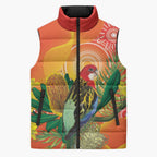 Eastern Rosella Australia Sleeveless Puffer Jacket Banksia Aboriginal Art - Aussie Hoodie
