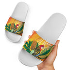 Eastern Rosella Australia Slide Sandals Banksia Aboriginal Art - Aussie Hoodie
