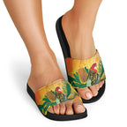 Eastern Rosella Australia Slide Sandals Banksia Aboriginal Art - Aussie Hoodie