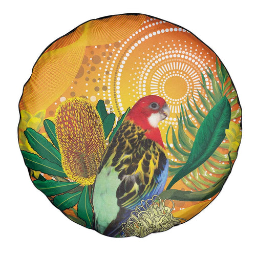 Eastern Rosella Australia Spare Tire Cover Banksia Aboriginal Art - Aussie Hoodie