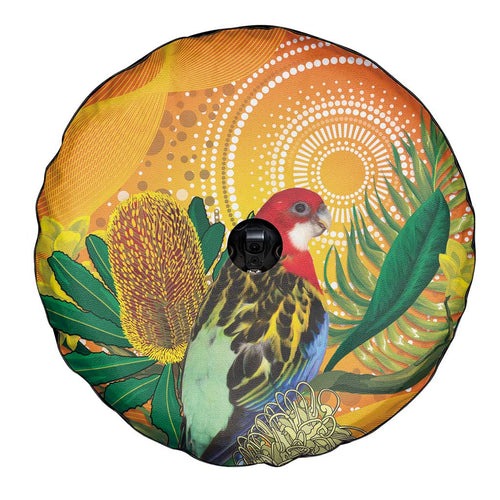 Eastern Rosella Australia Spare Tire Cover Banksia Aboriginal Art - Aussie Hoodie