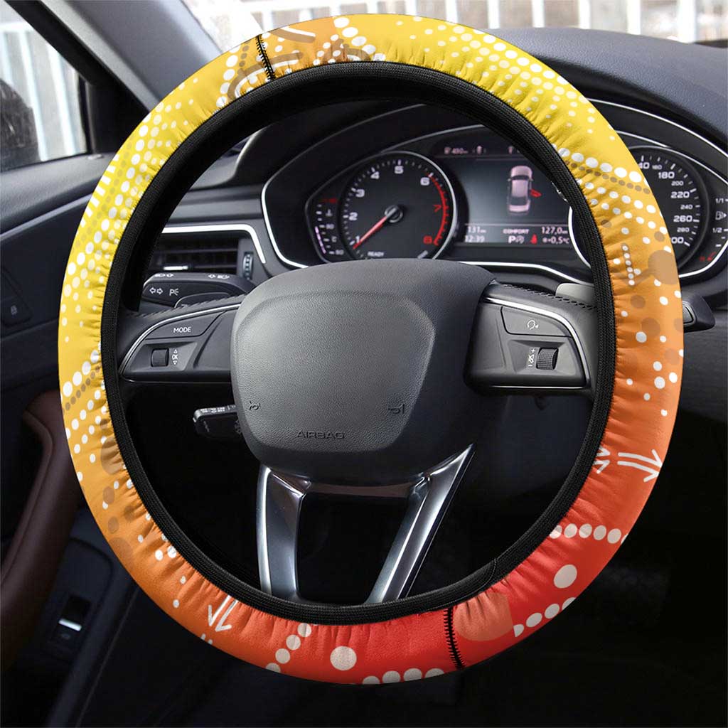 Eastern Rosella Australia Steering Wheel Cover Banksia Aboriginal Art - Aussie Hoodie