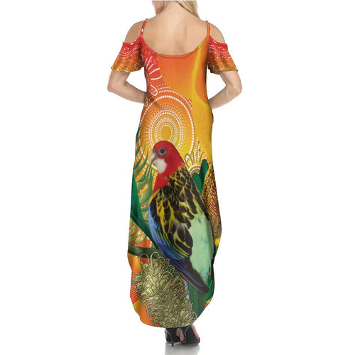 Eastern Rosella Australia Summer Maxi Dress Banksia Aboriginal Art - Aussie Hoodie