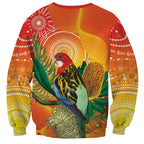 Eastern Rosella Australia Sweatshirt Banksia Aboriginal Art - Aussie Hoodie