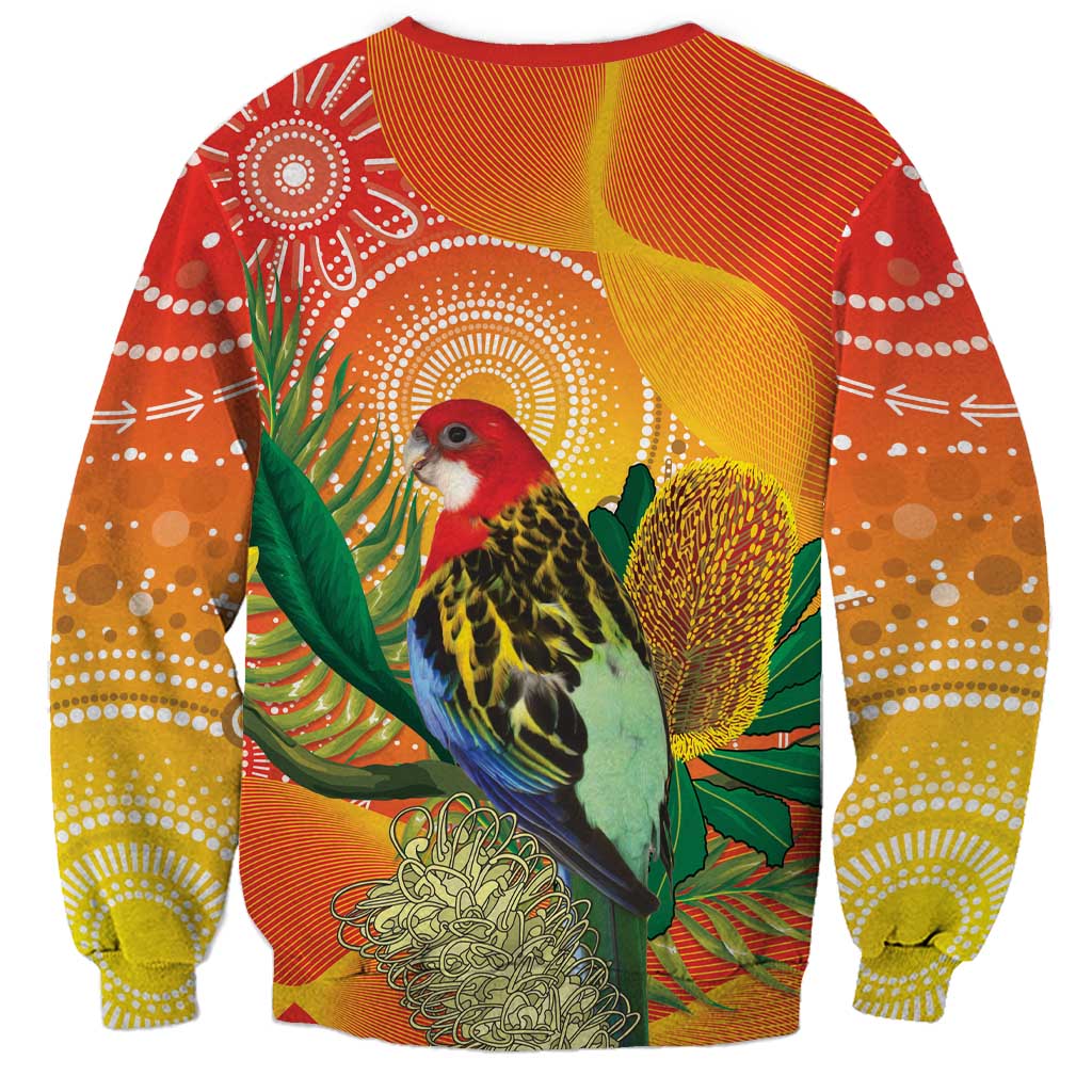Eastern Rosella Australia Sweatshirt Banksia Aboriginal Art - Aussie Hoodie