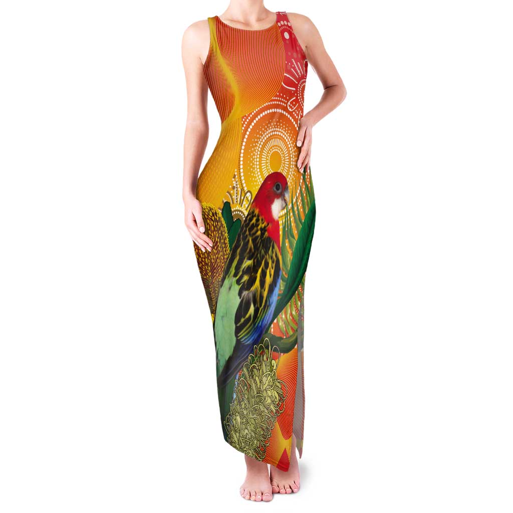 Eastern Rosella Australia Tank Maxi Dress Banksia Aboriginal Art - Aussie Hoodie