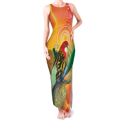 Eastern Rosella Australia Tank Maxi Dress Banksia Aboriginal Art - Aussie Hoodie