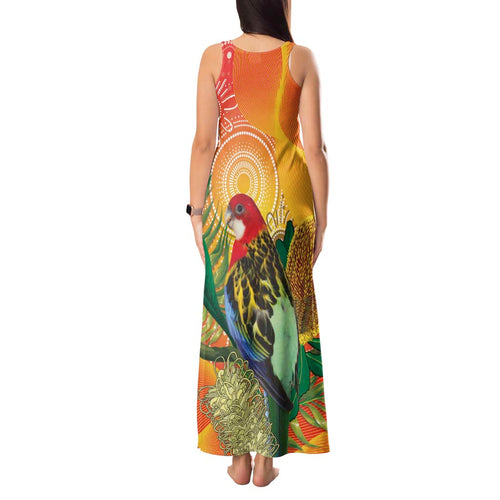 Eastern Rosella Australia Tank Maxi Dress Banksia Aboriginal Art - Aussie Hoodie