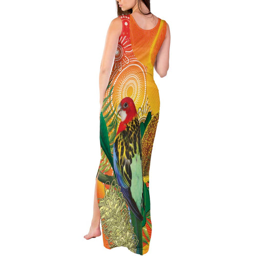 Eastern Rosella Australia Tank Maxi Dress Banksia Aboriginal Art - Aussie Hoodie