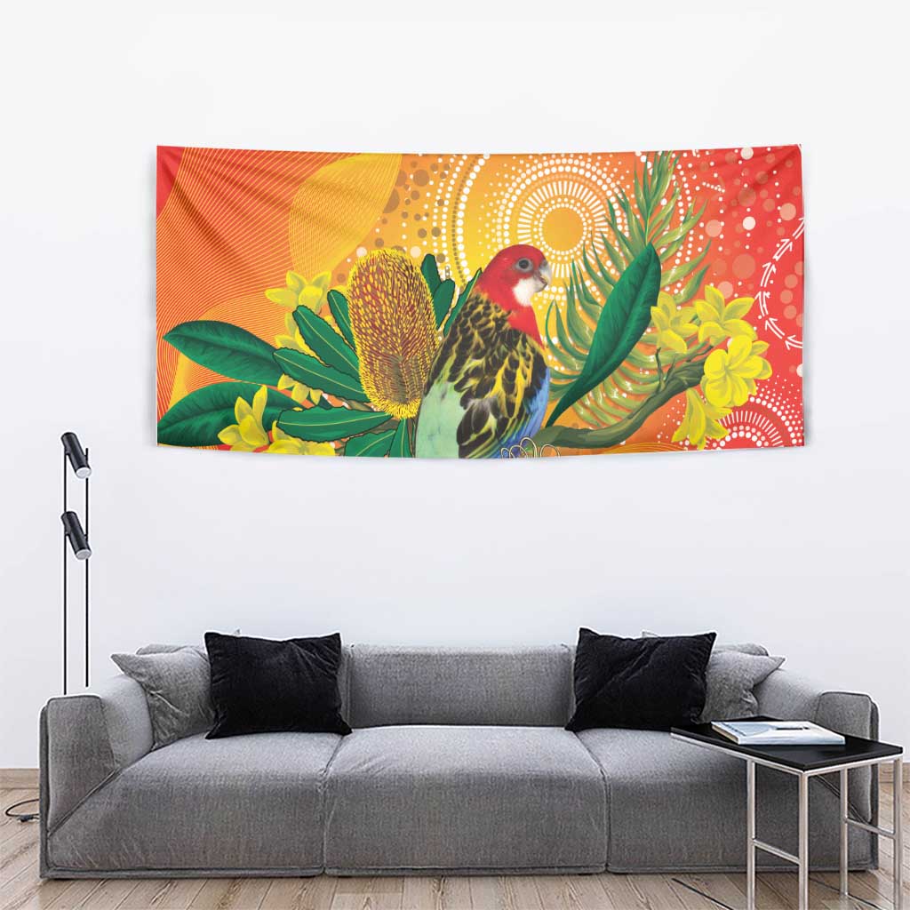 Eastern Rosella Australia Tapestry Banksia Aboriginal Art - Aussie Hoodie